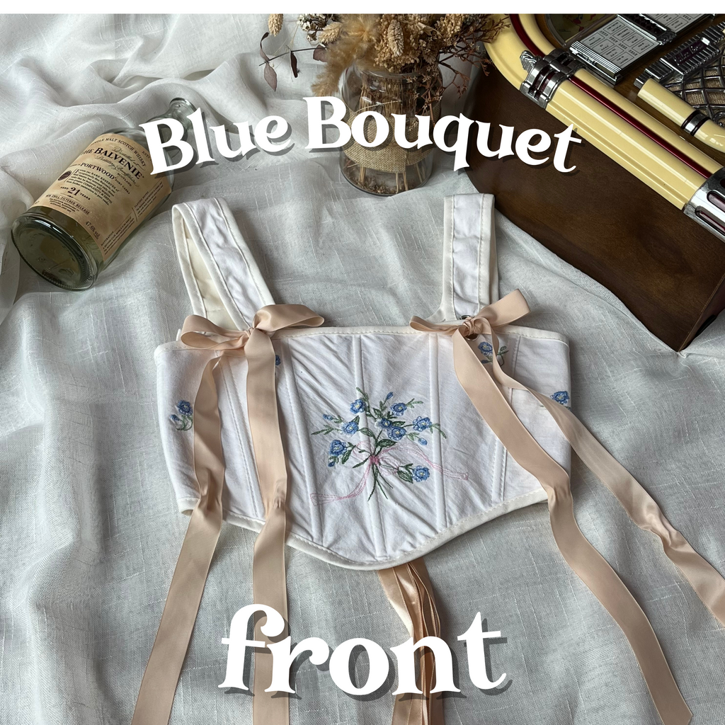 Cottagecloth Strap Corset - Blue Bouquet