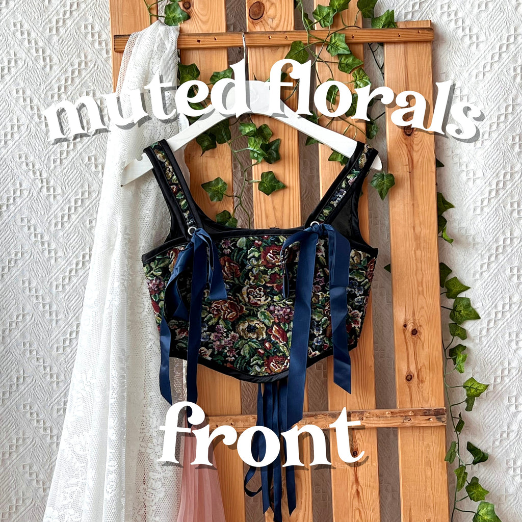 Tapestry Strap Corset - Muted Florals
