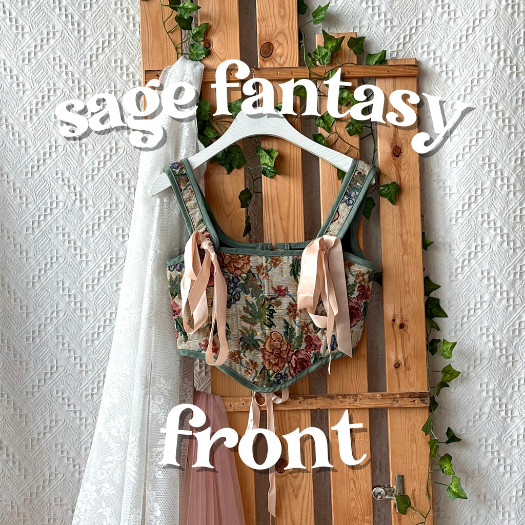 Tapestry Strap Corset - Sage Fantasy