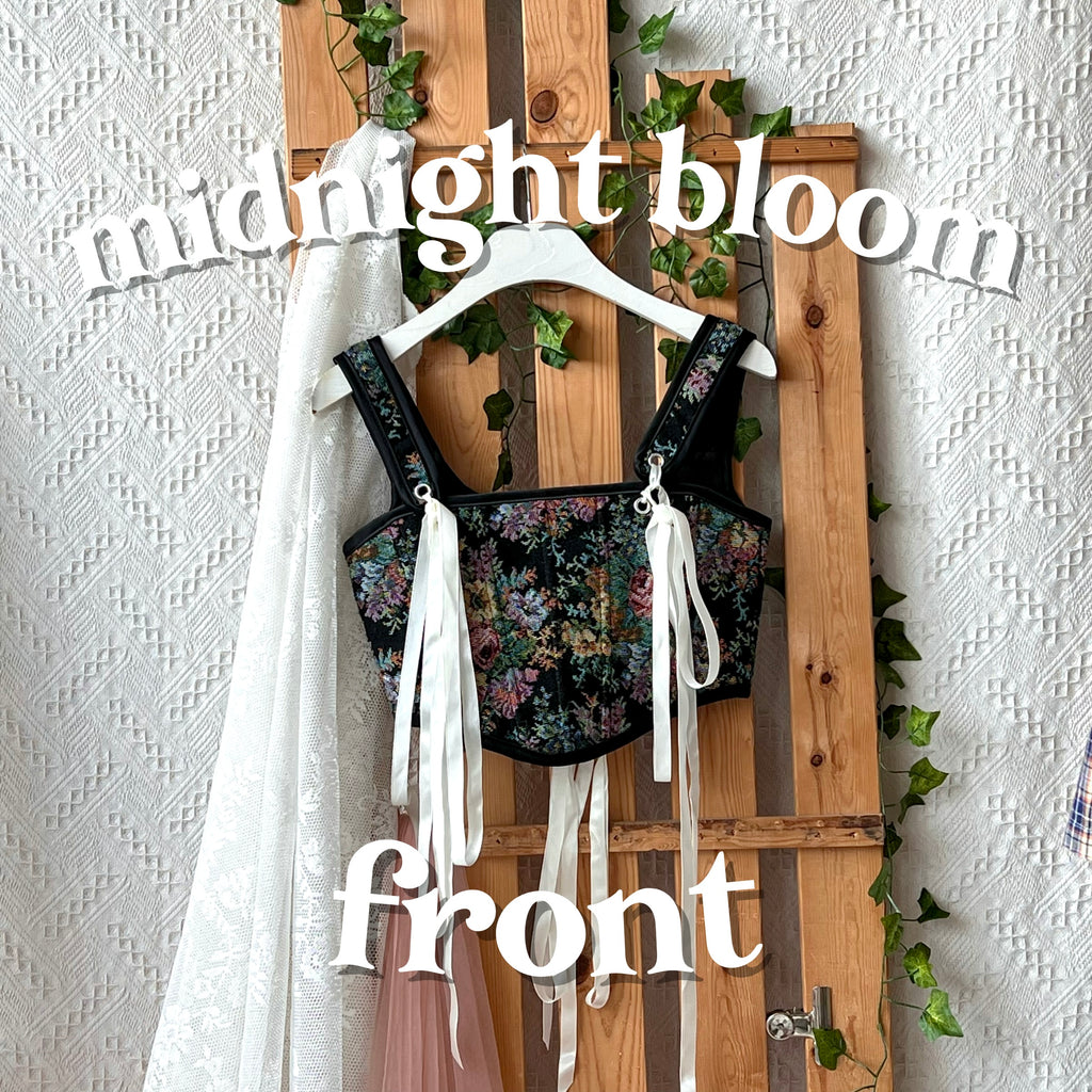 Tapestry Strap Corset - Midnight Bloom