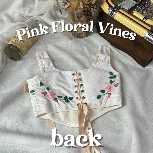 Cottagecloth Strap Corset - Pink Floral Vines