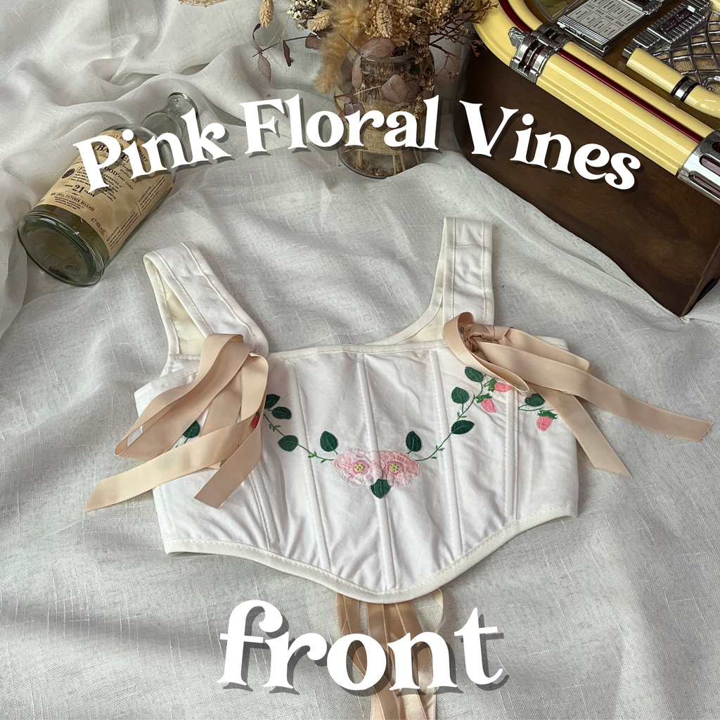 Cottagecloth Strap Corset - Pink Floral Vines