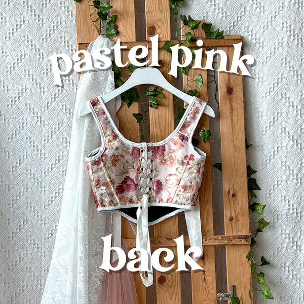 Tapestry Strap Corset - Pastel Pink