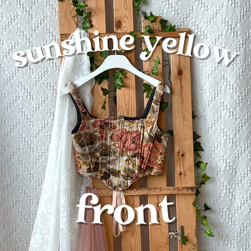 Tapestry Strap Bodice Corset - Sunshine Yellow