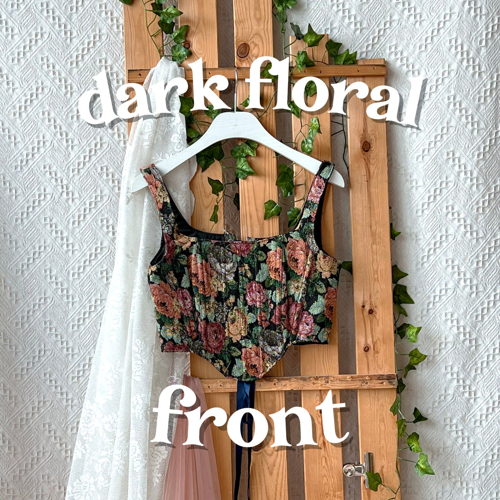 Tapestry Strap Bodice Corset - Dark Floral